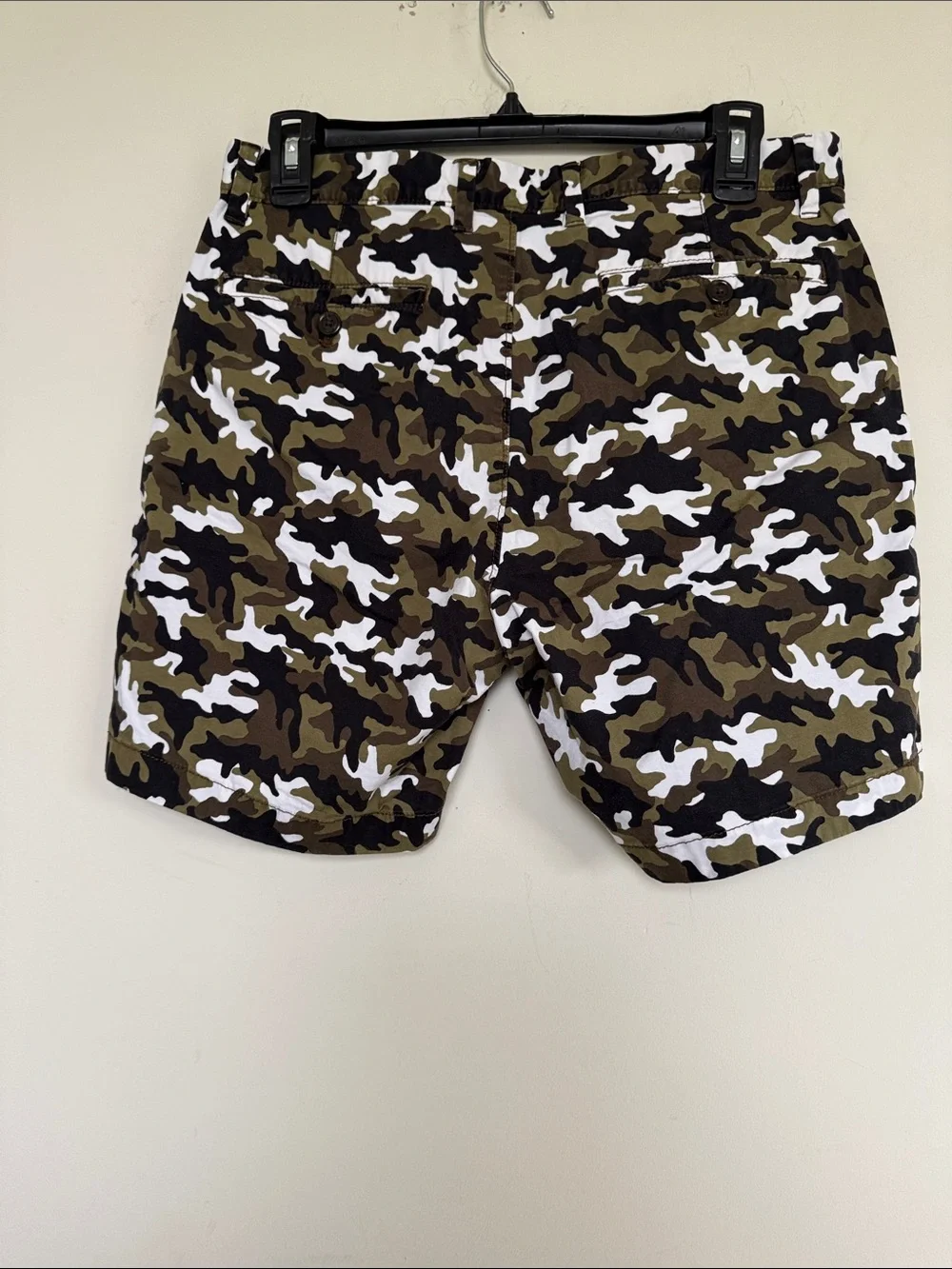 Michael Kors Men’s Camouflage Swim Trunks — Olive, Black, White
